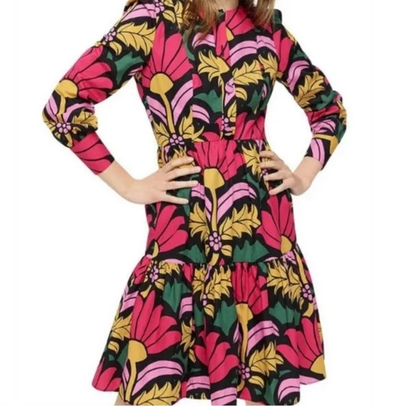 J.Crew Vibrant Floral Long Sleeve Dress - Picture 2 of 5